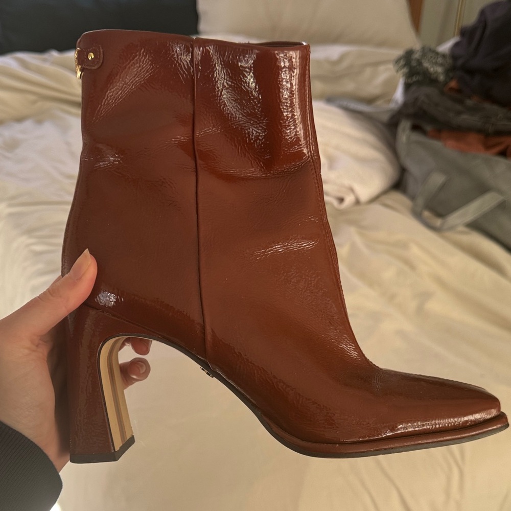 Sam Edelman Glossy Brown Heeled Boots